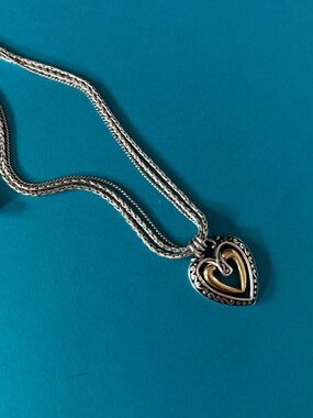 Two-Tone Heart Pendant Necklace by Brighton - Silver and Gold